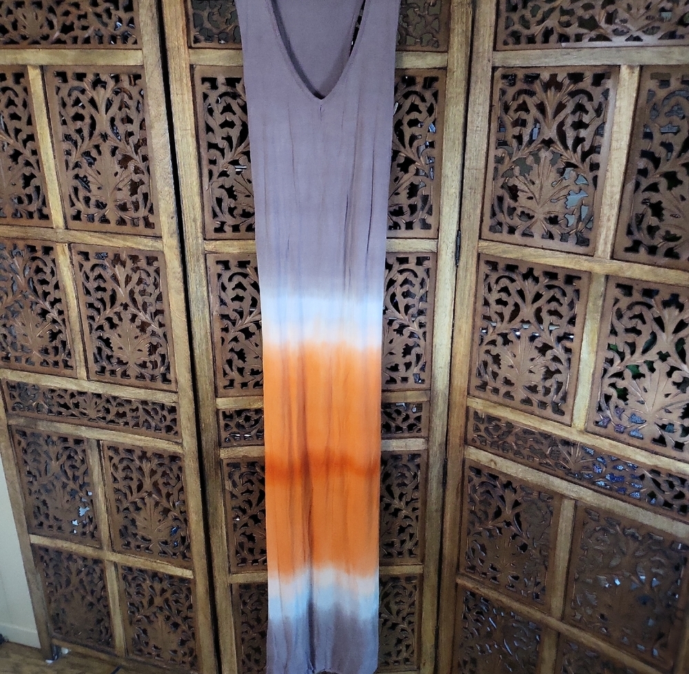 Urban X Elegant Brown and Orange Maxi Dress